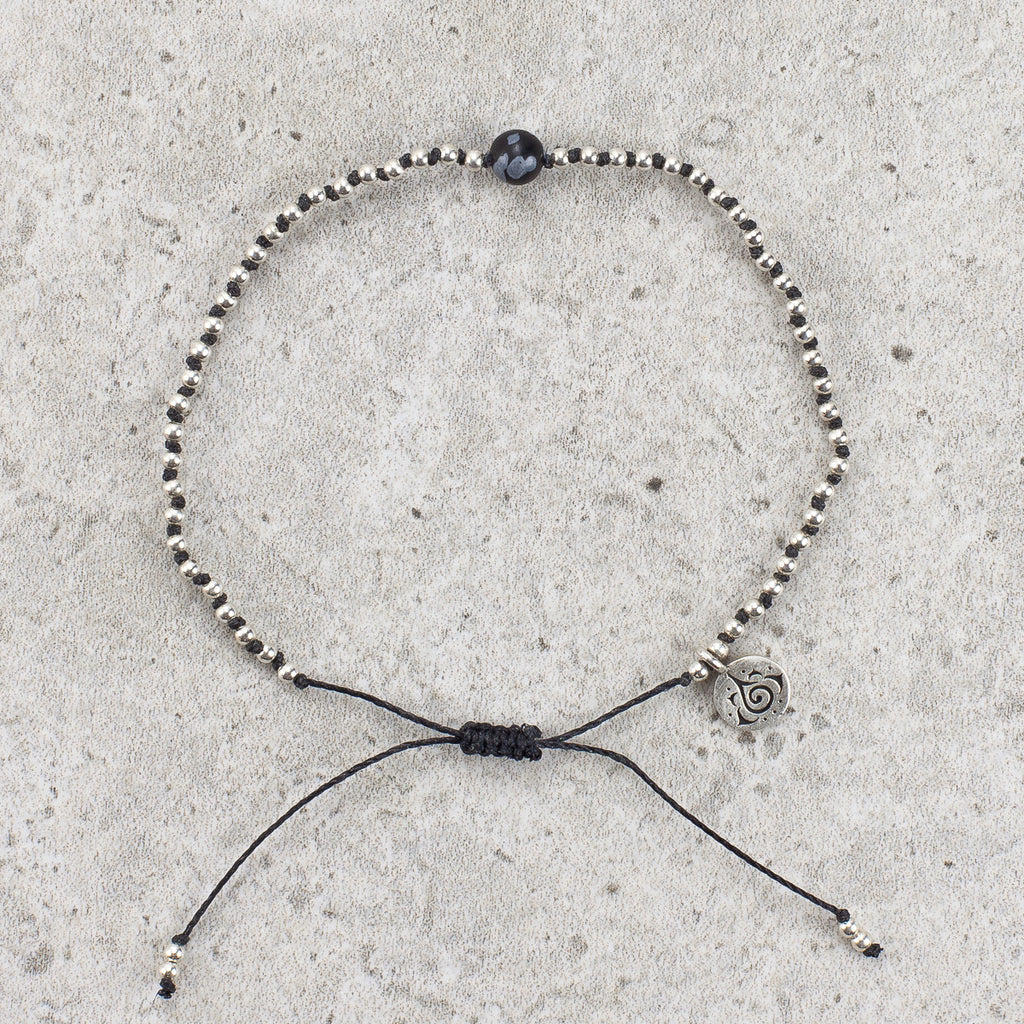Hand Knotted Snowflake Obsidian -Protected & Restored