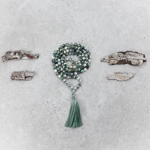 Tree Agate Mala - Balanced & Connected