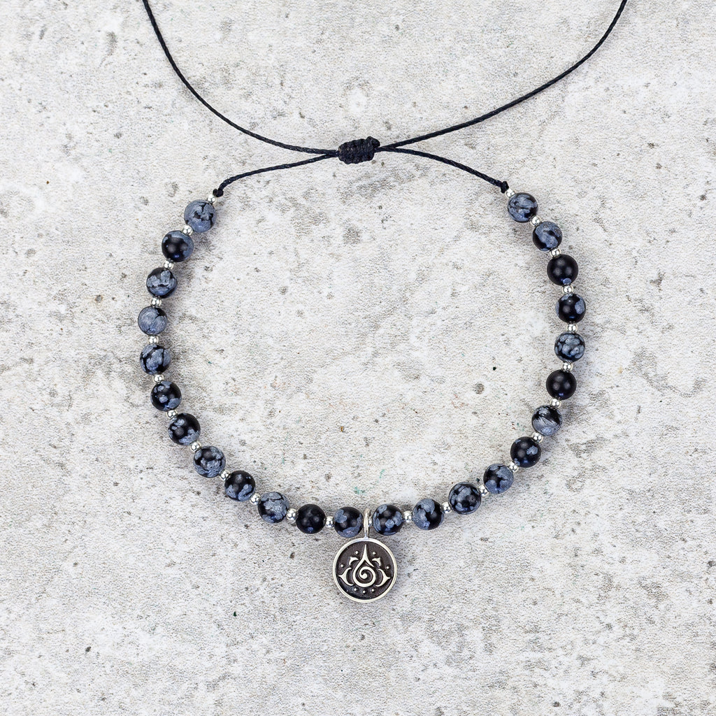 Snowflake Obsidian Mala Bracelet - Protected & Restored