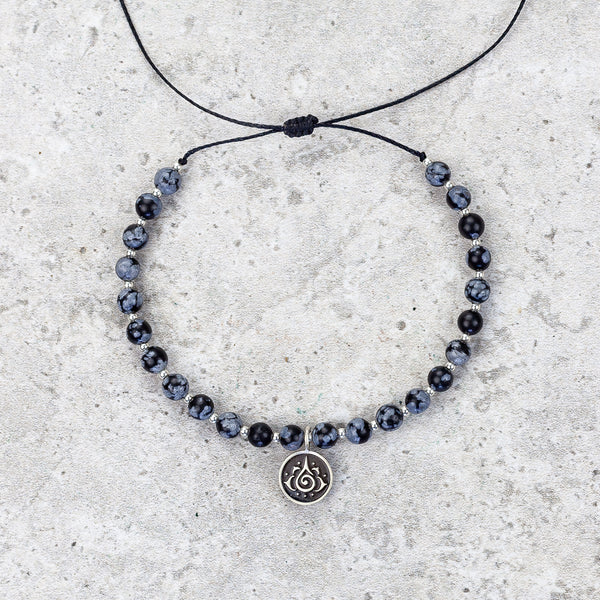 Snowflake Obsidian Mala Bracelet - Protected & Restored